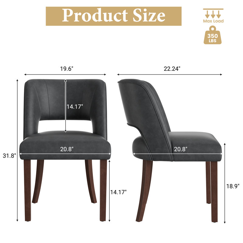 Chaise d'appoint rembourrée en bois massif, Noir