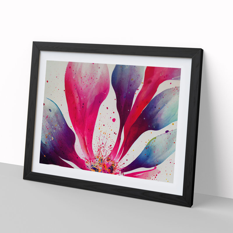 Popular Flower Splash Abstract - Single Picture Frame Painting, 34cm H x 46cm W x 2cm D, Black