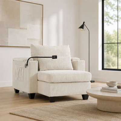 Canapé-lit convertible avec ports USB, porte-gobelets, porte-téléphone et grand espace de rangement pour des espaces de vie confortables
