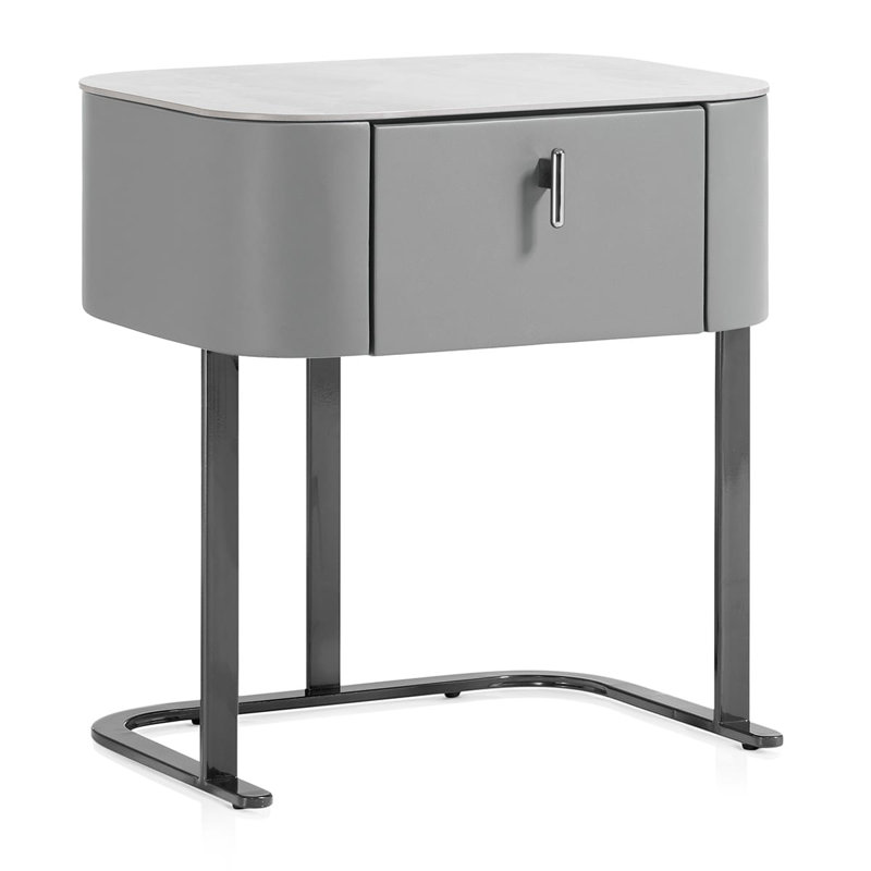 47.5cm W Metal Bedside Table, Grey