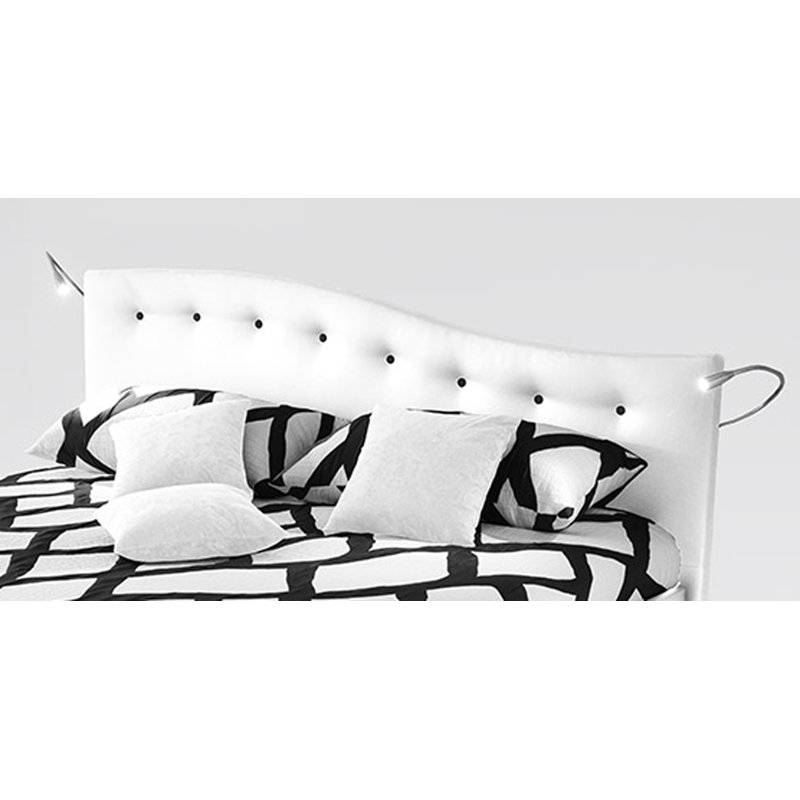 Dianna Upholstered Faux Leather Lift Up Storage Ottoman Bed with Mattress, White, Cold Foam Mattress, 120 x 200 cm