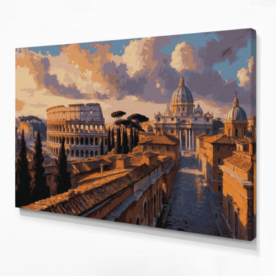 Cities Rome Italy Brown Canvas Wall Art