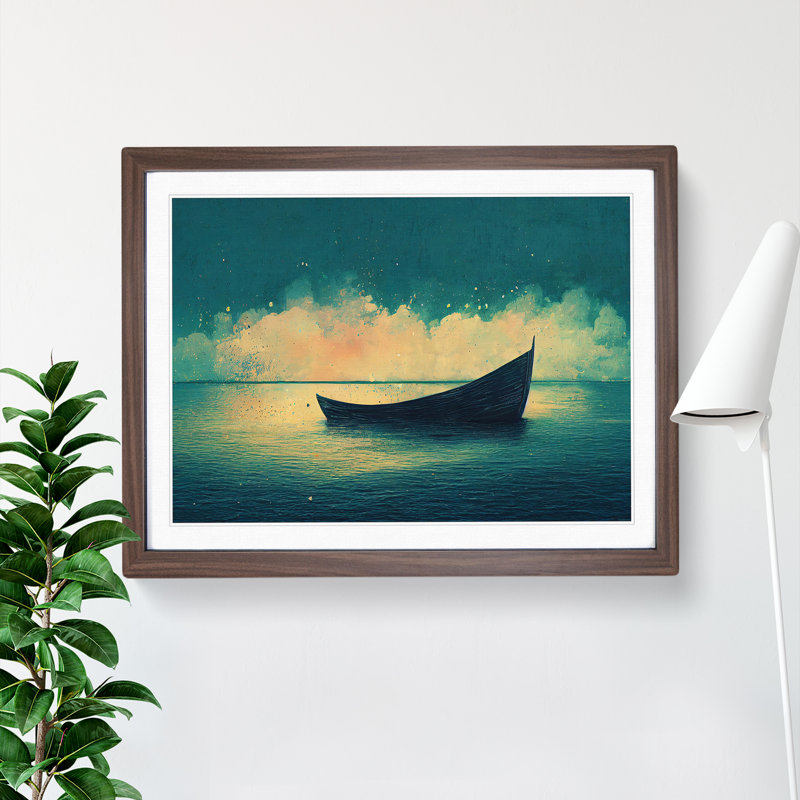 Boat Splashed Vol.2 - Single Picture Frame Painting, 34cm H x 46cm W x 2cm D, Walnut Framed