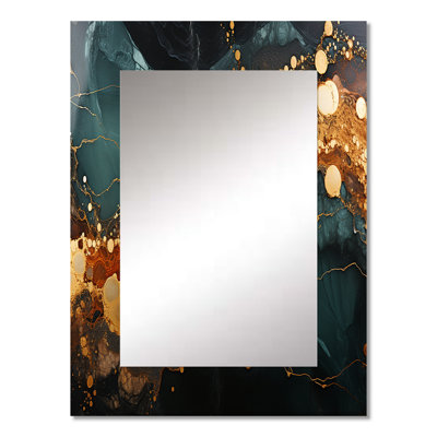 Gold and Green Serene abstract marble dream III - Marble Wall Mirror, Modern Decorative Mirror, Printed Metal Art