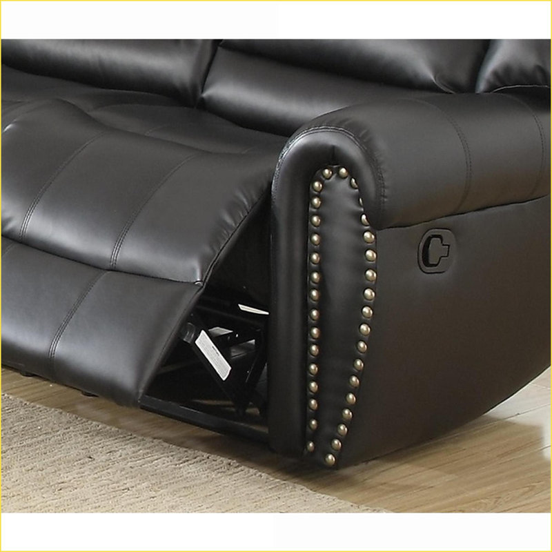 Recliners, Modern Manual Motion Glider Recliner Chair with Nailhead Trim | Dark Brown Bonded Leather Living Room Furniture