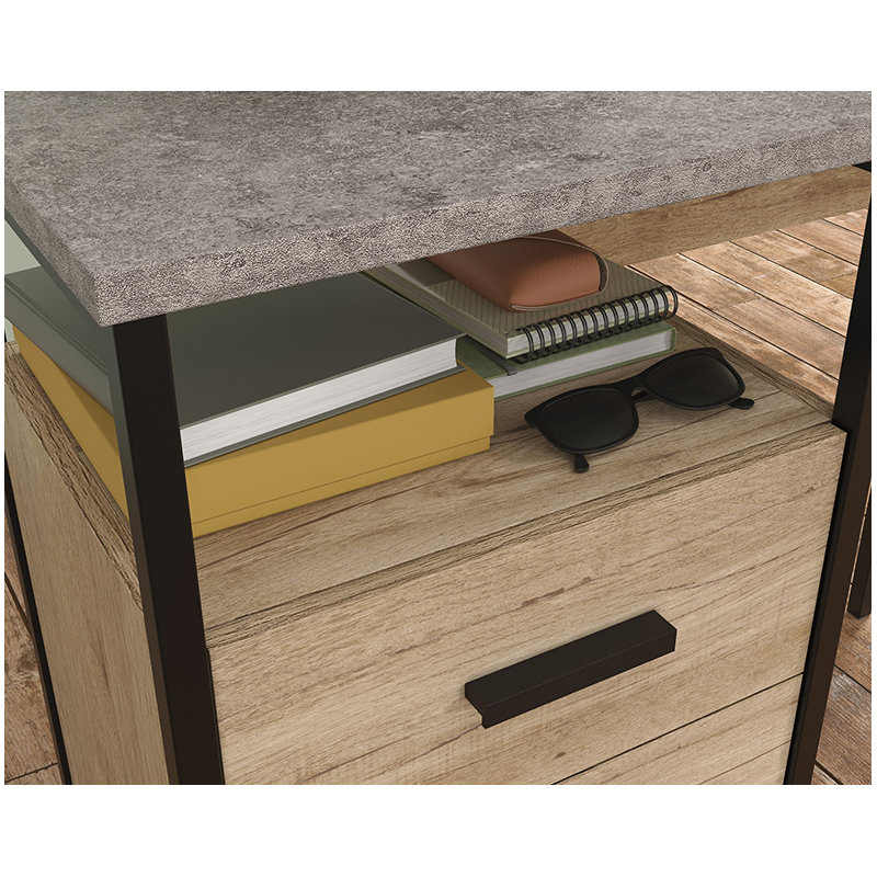 Bureau d'ordinateur en L en chêne de qualité supérieure