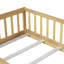 Lit de plancher avec clôture et porte, lit de plancher en bois d'hévéa avec barrières de sécurité-1373763216-1373763221