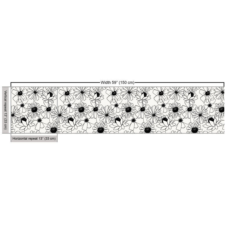 Chrispen Simple Monochromatic Floral with Outline Petals Multi-Purpose Fabric