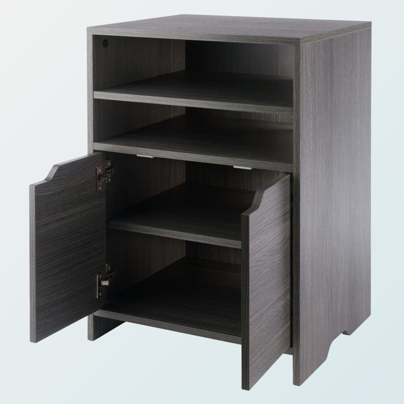 Holtman 4-Open Shelf Storage Cabinet in Charcoal Finish, 26'' H X 19.08'' W X 15.70'' D, Charcoal