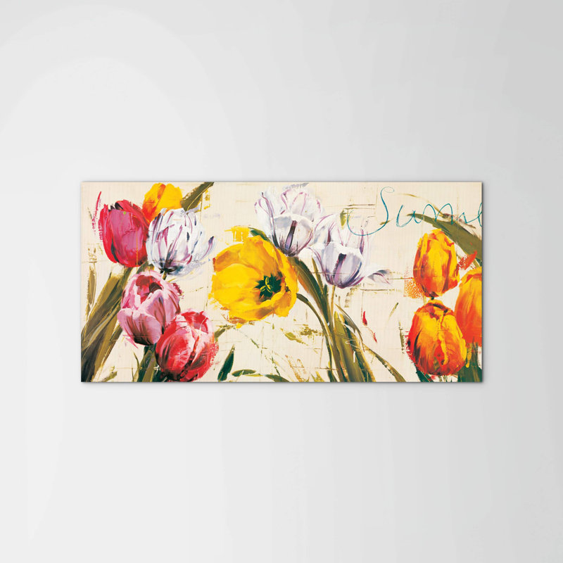 Tulips Brush by Art Studio 50cm H x 100cm W High Quality Print on Frameless Panel, Lightweight, Ready to Hang