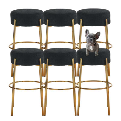 30" Tall Contemporary Round Upholstered Backless Bar Stools