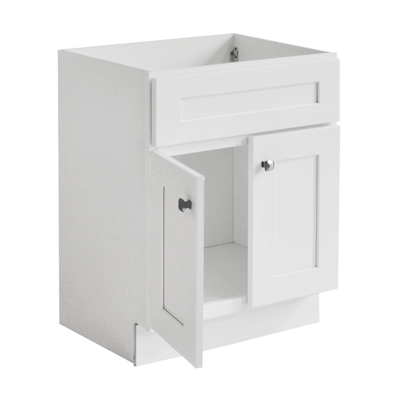 Brookings 24 Inch Bathroom Vanity, Ready to Assemble, Solid Wood, Sherwin Williams® Gray – Design House, 587071, White