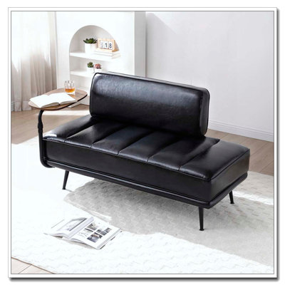 Banc de bout moderne de 55 po de large avec revêtement en similicuir et table d'appoint