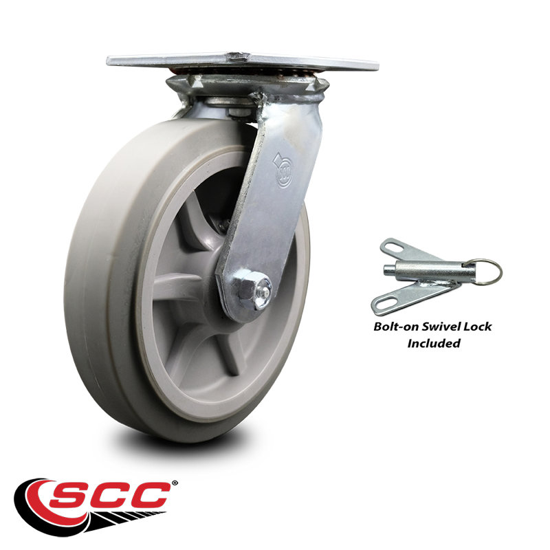 8 Inch Heavy Duty Thermoplastic Caster with Ball Bearing and Swivel Lock SCC
