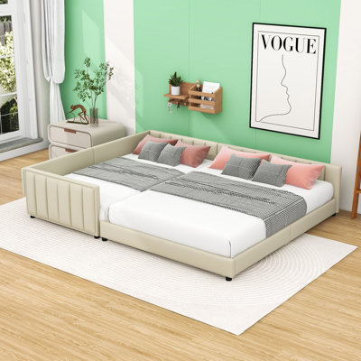 Thaleia Queen Size and Twin XL Size Upholstered Platform Bed with Slats