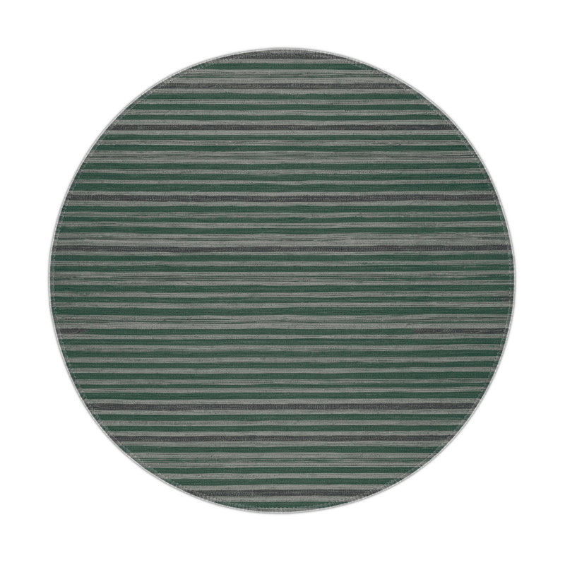 Tapis intérieur / extérieur vert HorizontalStripes, Rond 5 pi
