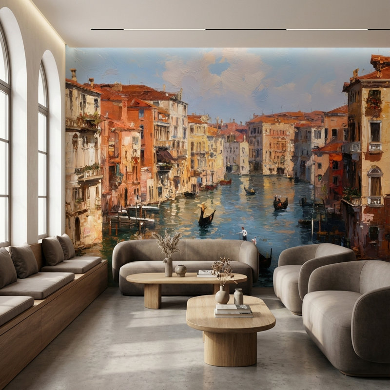 Adhésif mural gondoles amovibles Venice, Textured Non-Pasted, 200 po x 120 po
