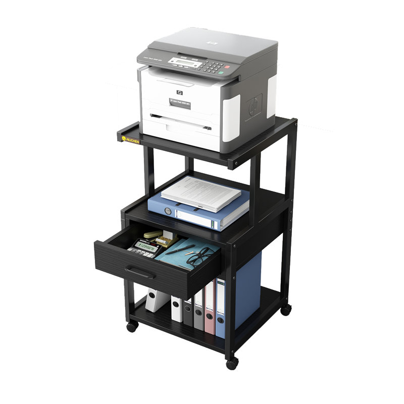 Multifunctional 3-Tier Kitchen Storage Rack with 1 Drawer and Lockable Wheels,31.5" Height Rolling Cart, Black