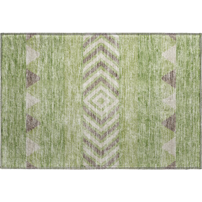 Premium Machine Washable Prisco Green Rug