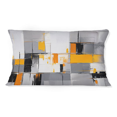 Coussin décoratif jaune à rayures audacieuses - Cubisme