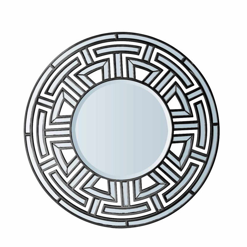 Amija Round Wall Mirror For Living room, Modern Mirror with MDF Wood Base