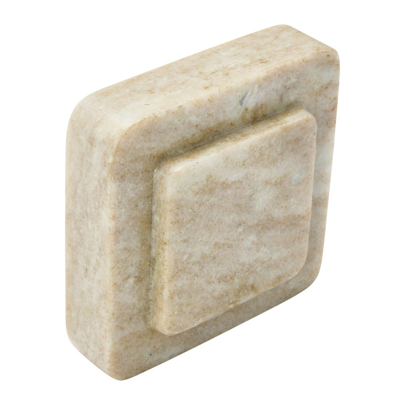 Beige Marble Square Bookends with Natural Finish, Set of 2