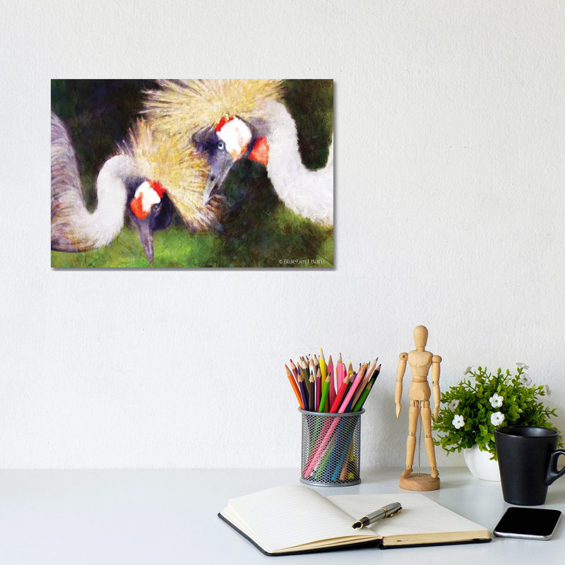 Two Cranes by Bluebird Barn - Wrapped Canvas Print, 20.32 cm H x 30.48 cm W