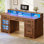 Bureau de direction 60 po avec tiroirs, bureau d'ordinateur avec prise de courant et éclairage à DEL pour maison de bureau 60 po, brun