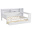 Lit de jour double en bois avec tablettes de rangement, lit multifonctionnel avec deux tiroirs de rangement et bureau d'étude-118022246-118022245