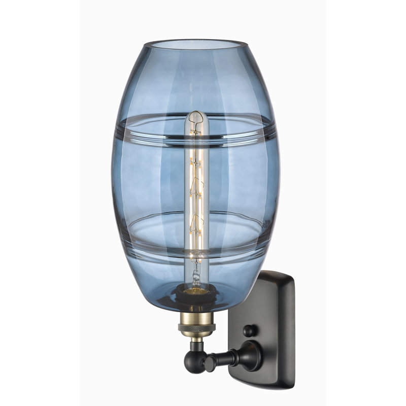 Applique murale en acier Bettylou, Laiton antique noir, H 10,88 po x l 8 po x P 8,13 po, Bleu princesse