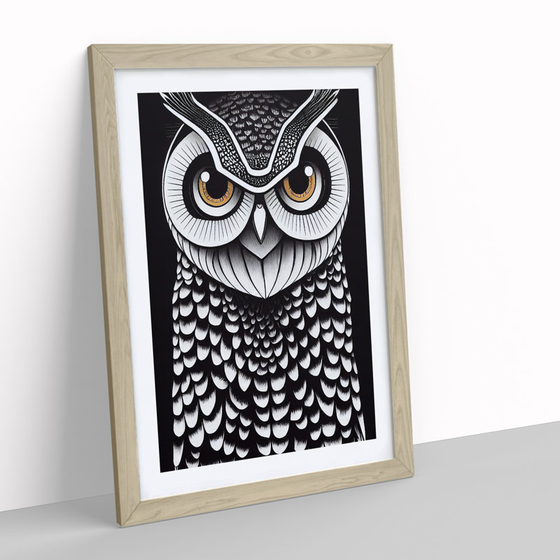 A Fearless Owl - Wall Art, 66cm H x 48cm W, Oak Picture Frame, White