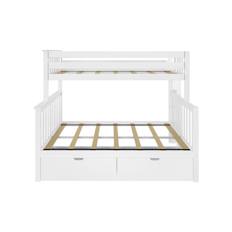 Divaraj Solid Wood Bunk Bed with Storage Drawers, Twin Over Full