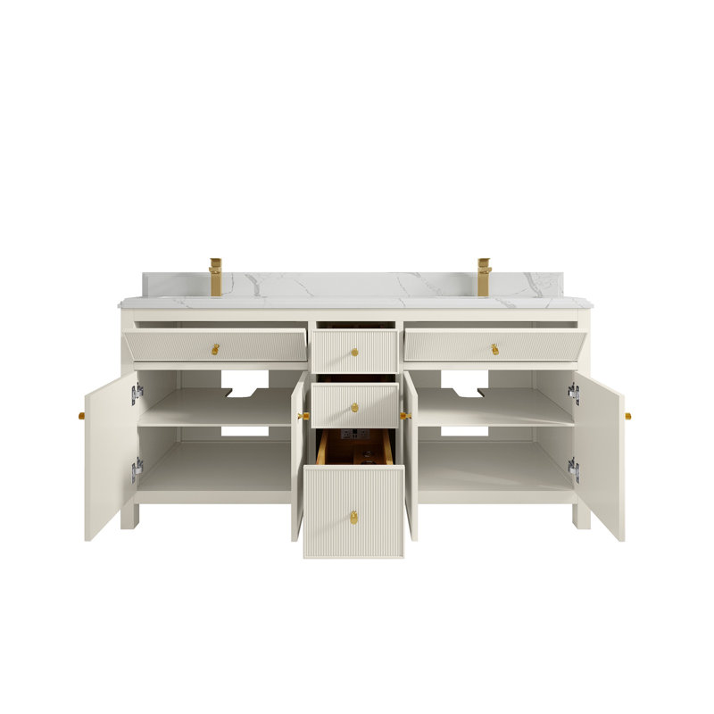 Meuble-lavabo double 72 po avec plateau Sonoma, Calacatta Laza