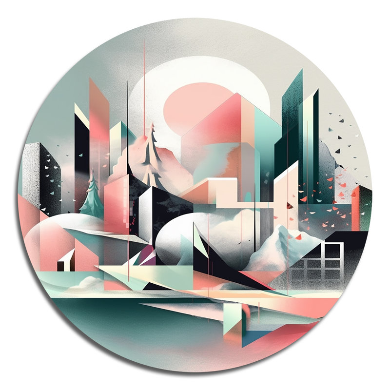 Décoration murale rose en métal Minimalisme, H 36 po x l 36 po x P 1 po