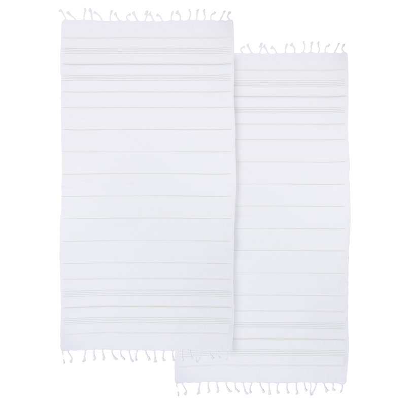  Ensemble de 2 serviettes en coton turc, Blanc