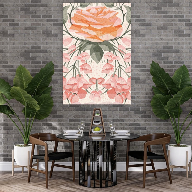 Cascade de roses roses délicates roses et roses, 60" H x 40" W