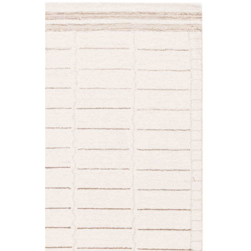 Metro Hand Tufted Wool Cotton Geometric Rug in Ivory/Brown, Rectangle 6' x 9'