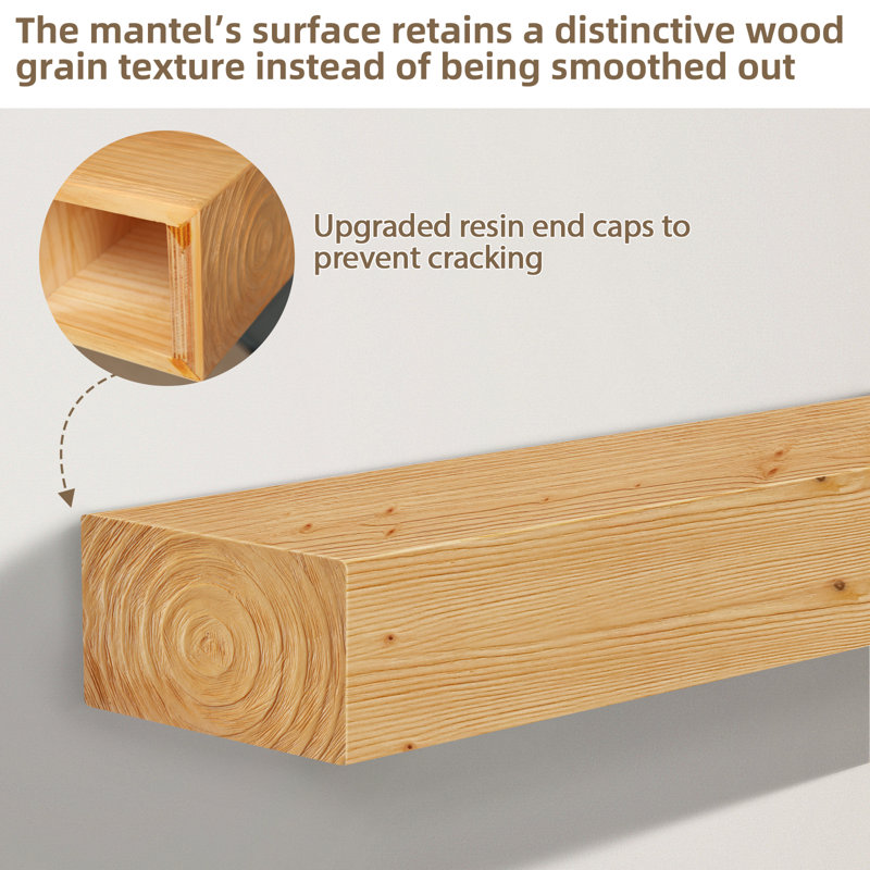 Manteau de cheminée, tablettes de foyer flottantes en bois, étagères de présentation murales en bois, manteaux naturels au-dessus du foyer