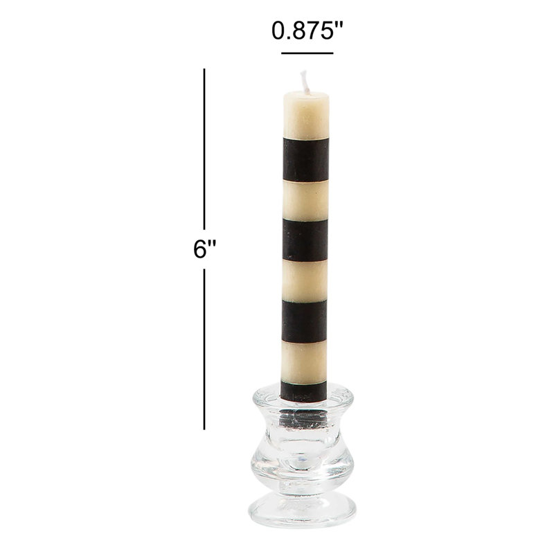 Mini Black And Ivory Dinner Candles Set Of 6