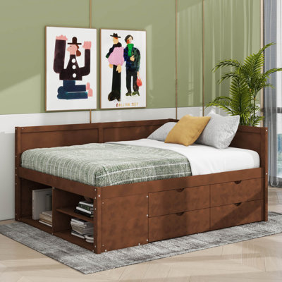 Elsi 4 Drawers Corner Daybed with Storage Shelves