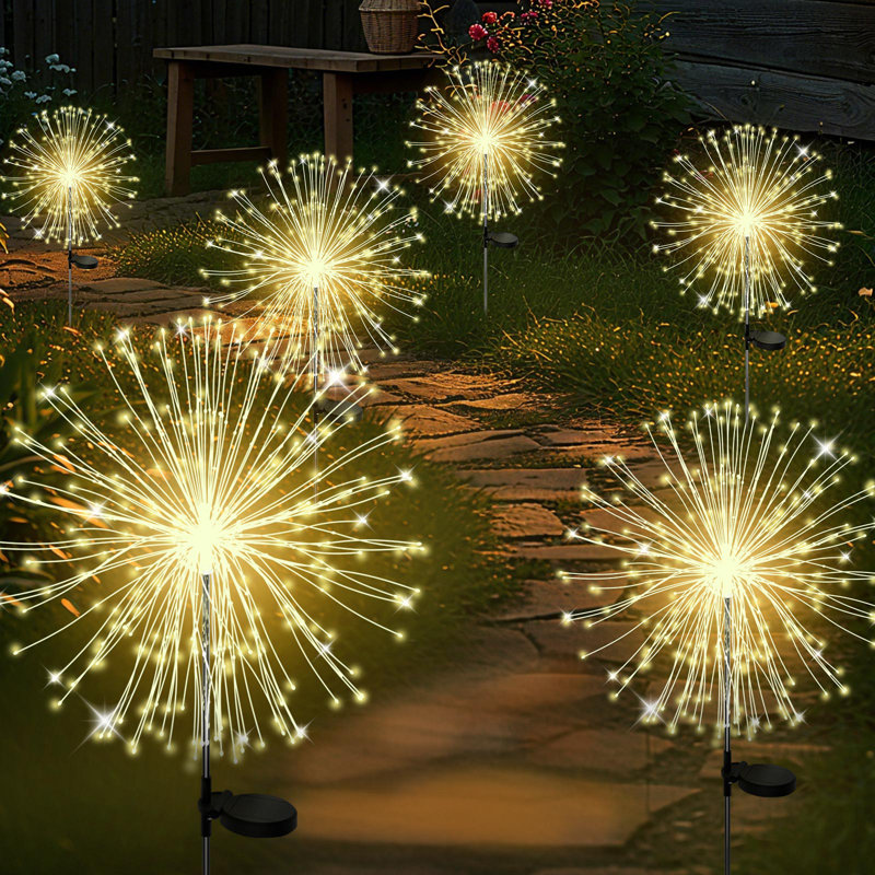 6 PCS Solar Garden Lights Outdoor Decorative, Firework Garden Stake Lights Solar Powered, DIY Bendable Copper Wire Waterproof for Garden, Yard, Patio, Flower Bed, Chiristmas Decor