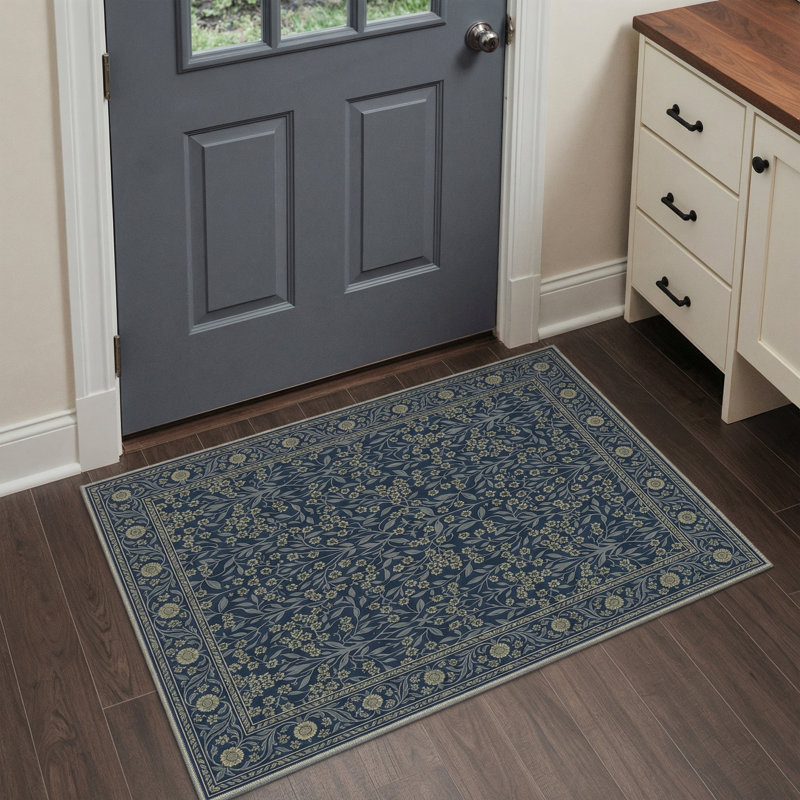Tapis bleu / vert Allendale Aria, Rond 5 pi