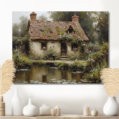 Mysterious Rustic Country House By The Pond - Countryside Wall Art Print