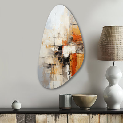 Orange Black Abstract Fractal Impressions - Fractals Asymmetrical Metal Wall Decor, Orange Irregular Shape Metal Art Print