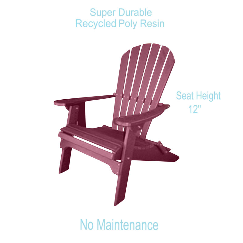 Ansel Plastic Folding Adirondack Chair - Poly Outdoor Furniture, Merlot