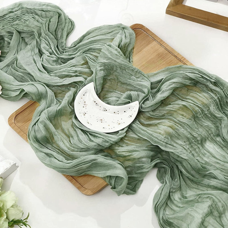 Chemin de table rectangulaire en polyester Nini, Vert