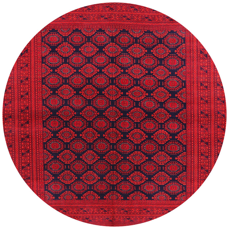 Tapis rouge à motif sud-ouest, Rond 6 pi