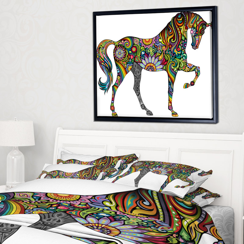 « joyeuse cheval », impression, H 30 po x l 40 po x P 1,5 po, Toile avec cadre flottant