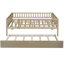 Lit de jour en bois naturel avec lit gigogne et barrière de sécurité. Améliore le décor de la chambre à coucher. Solide et stable. Instructions d'assemblage des garde-corps fournis - Finition. Offre un espace de couchage supplémentaire. Cadre.-1960194684-1960194675
