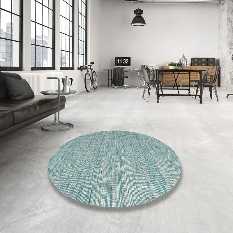 Tapis abstrait gris / vert mer, Rond 4 pi